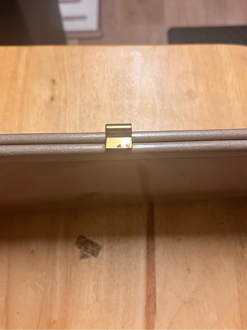 Neutral Taupe Clutch with Gold Accent